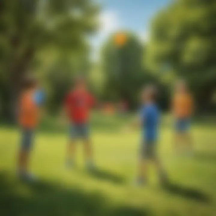 Kids engaged in Frisbee disc golf activity