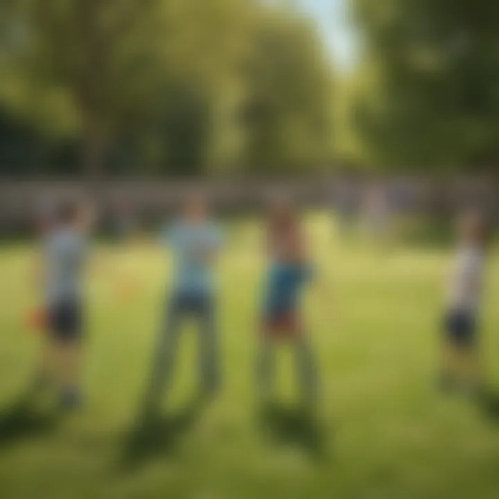 Group of students enjoying Frisbee disc toss challenge