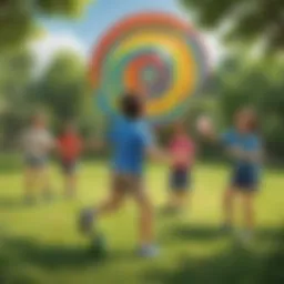 Children playing Frisbee target game