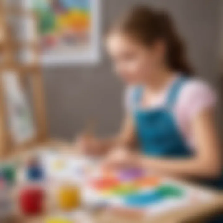 Young girl painting in art and creativity game