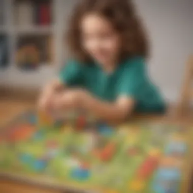 Child playing educational board game