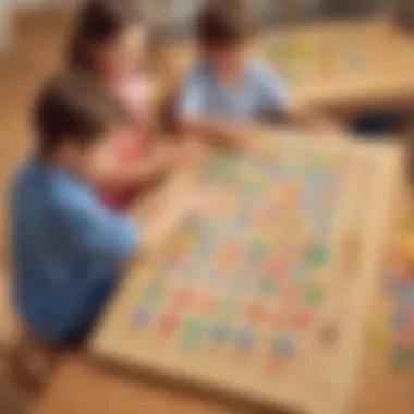 Kids Playing Interactive Math Game with Counters