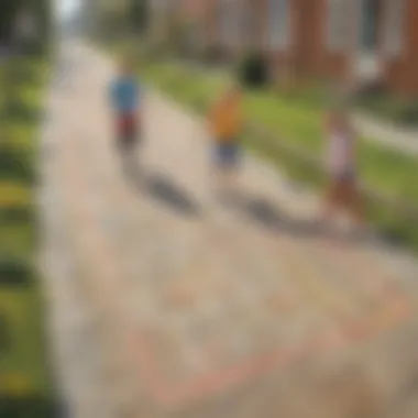 Children enjoying a game of hopscotch on pavement