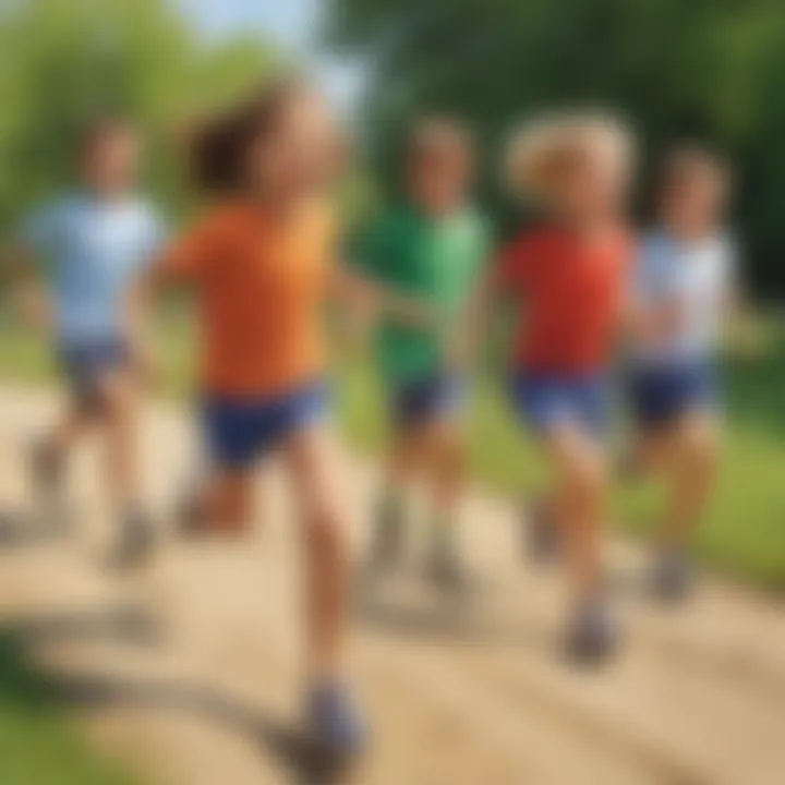 Group of children participating in a relay race outdoors