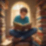 Illustration depicting a young student engrossed in reading a challenging passage