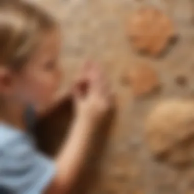 Child touching various textures during scavenger hunt