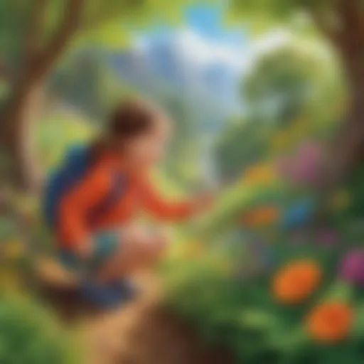 Child exploring vibrant colors in nature