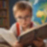 Illustration of a child reading a book