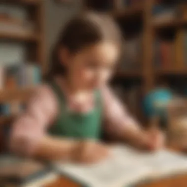 Crafting Tales of Imagination Illustration of a child engaged in a storytelling activity