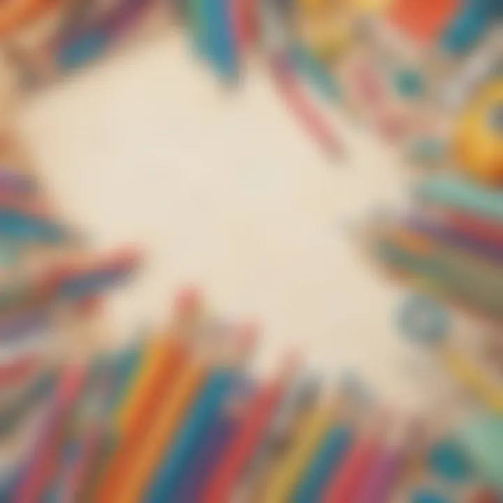 Illustration of a colorful writing stationery set