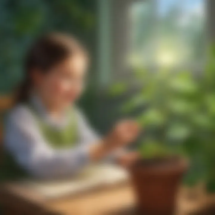 Artistic representation of plant flashcards sparking curiosity in children