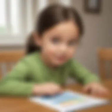 Illustration of a child engaged in a digital sight word game
