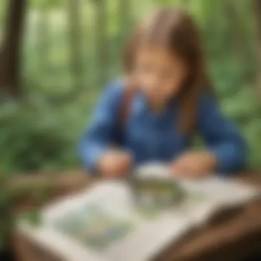 Child exploring nature with a magnifying glass for critical analysis