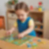 Illustration of child engaging with letter sound puzzle