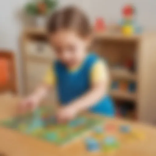 Illustration of child engaging with letter sound puzzle
