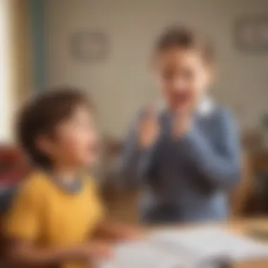 Expressive Communication Style Illustration depicting a child using expressive gestures while conversing in English