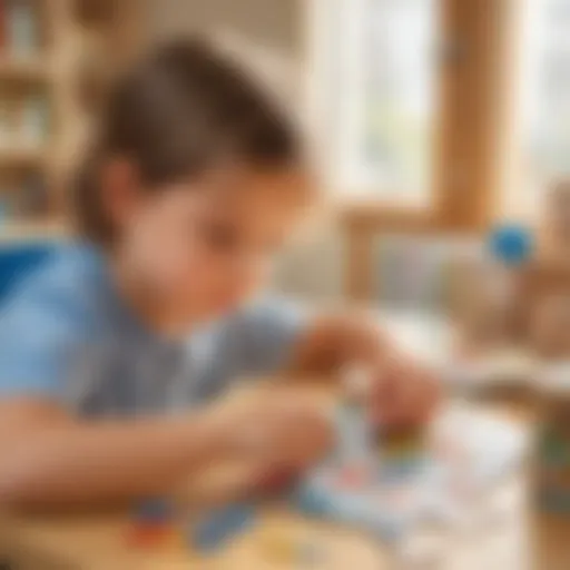 Young child engaged in puzzle-solving activity