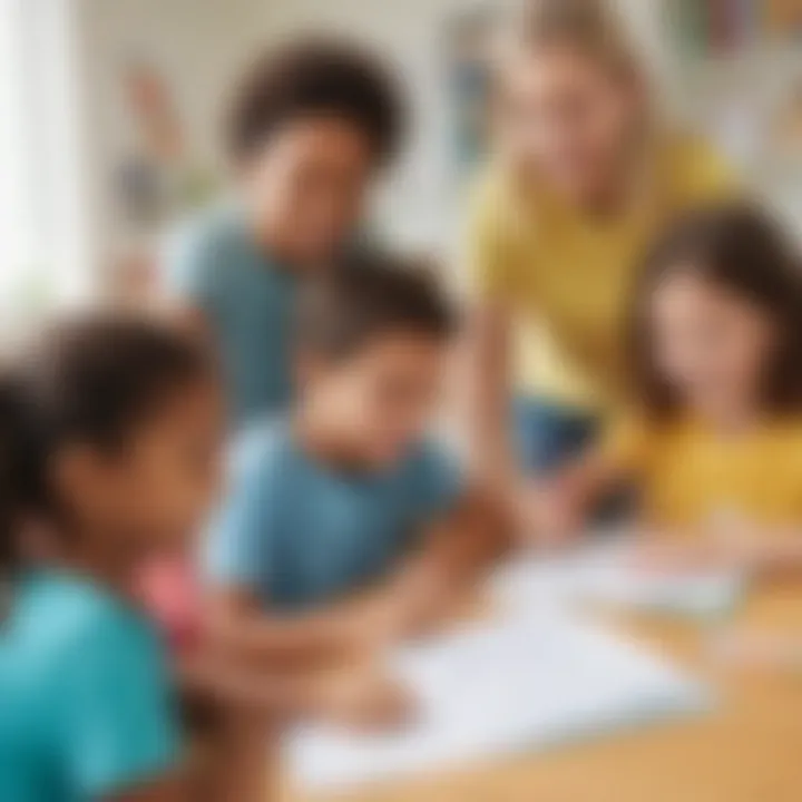 Illustration of a diverse group of children enjoying writing with printables