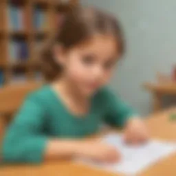 Illustration of a child solving a subtraction problem