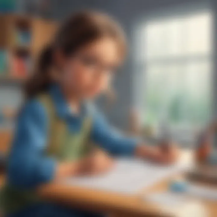 Illustration of a 4th-grade student creatively solving a math problem
