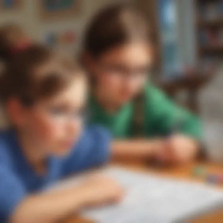 Illustration of a 4th-grade student engaged in a math challenge