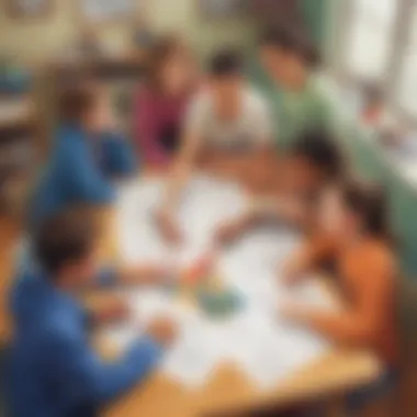 Illustration of children working collaboratively on a math project