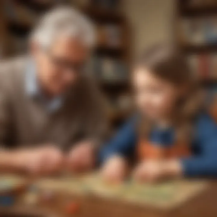 Illustration of a child and adult playing memory-boosting games