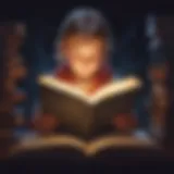 Illustration depicting a child immersed in a book with a glowing light symbolizing understanding