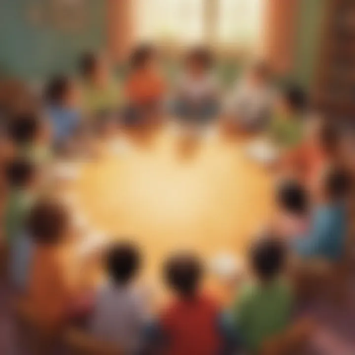 Illustration of a diverse group of children discussing a story