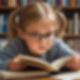 Illustration of a young child engrossed in a book