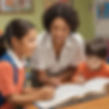 Guidance for Effective Comprehension Strategies An educator guiding students through tailored reading activities.