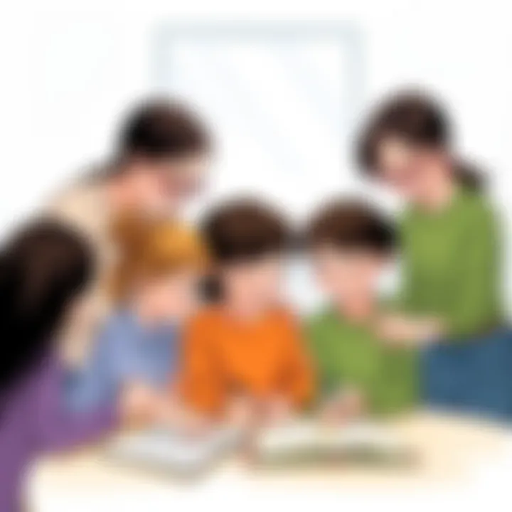 Parents guiding their children through reasoning exercises