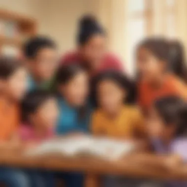 Illustration of a diverse group of children participating in a language activity