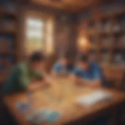 Elementary students solving puzzles in escape room