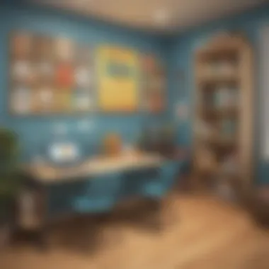 Interactive Learning Corner A creative corner with books, games, and interactive learning tools for ESL students