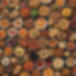 A vibrant spread of assorted appetizers showcasing various textures and colors.