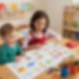 A vibrant collection of kindergarten worksheets showcasing various educational themes.