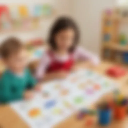 A vibrant collection of kindergarten worksheets showcasing various educational themes.