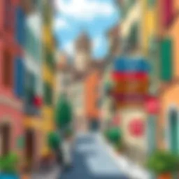 Colorful street signs in an Italian town