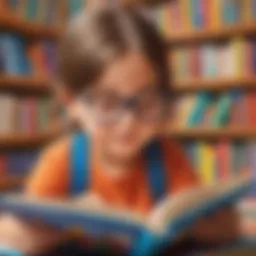 Young child engaged in reading a colorful book
