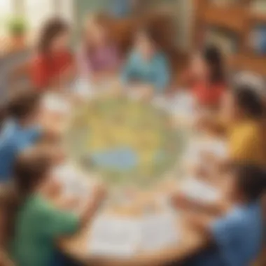 Group of children collaborating on a fun educational project