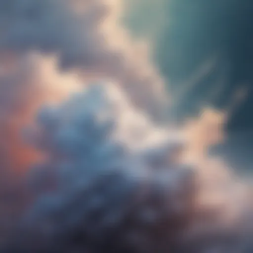 Ethereal mist swirling around a cluster of glistening cloud sprinkles
