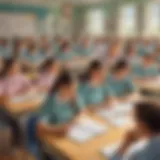 A classroom filled with engaged students focused on a lesson