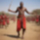 Maasai warrior performing traditional dance