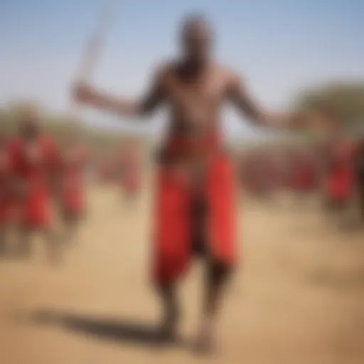 Maasai warrior performing traditional dance