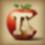 Illustration of a whimsical apple-shaped letter A