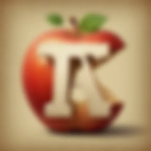 Illustration of a whimsical apple-shaped letter A