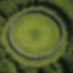 Aerial view of ancient stone circles in Ireland