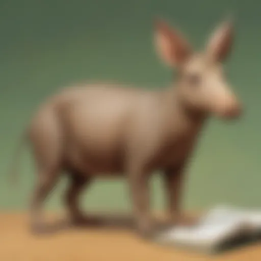 Illustration of an Aardvark representing the letter A