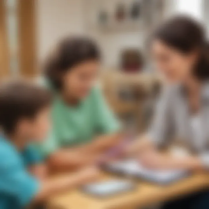 Parents and educators discussing spelling app features